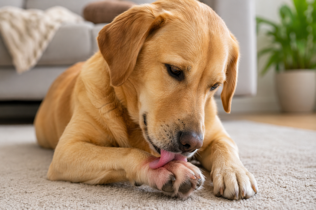 Dog Licking Paws: 5 Common Causes + When to Worry dog licking paws due to allergies or irritation