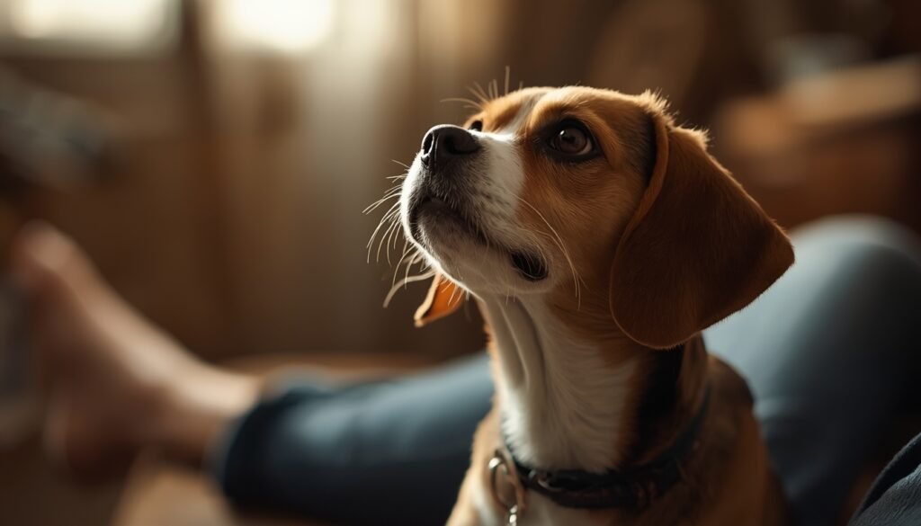 why is my dog whining looking at owner