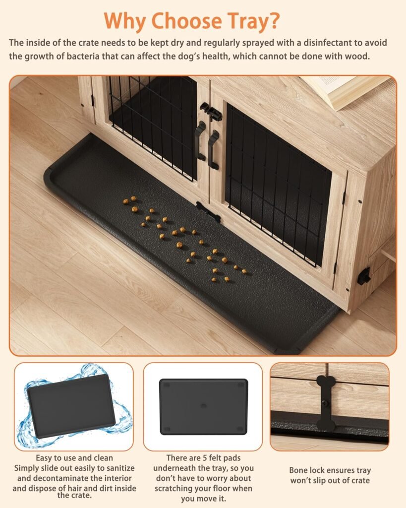 piskyet dog crate furniture with rotatable bowls1