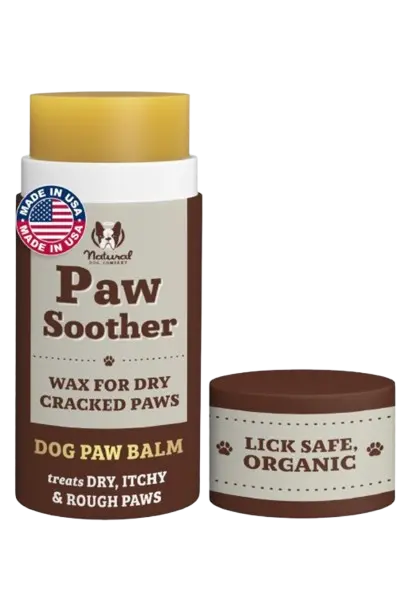 Natural Dog Company Paw Soother stick and tin to protect dog paws from hot pavement burns during summer.