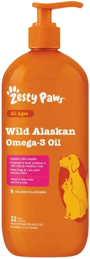 Zesty Paws Salmon Oil supplement to help manage dog shedding so much
